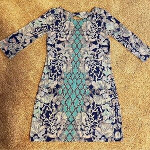 Lilly Pulitzer Blue and Green Long Sleeve Dress